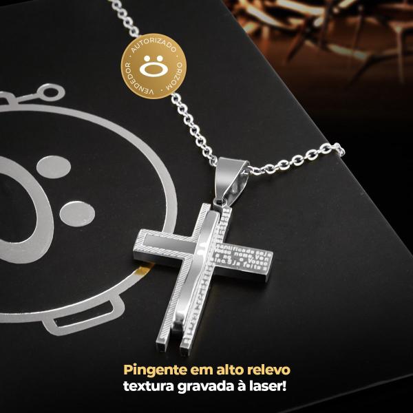 Imagem de Relógio Masculino Aço Inox Preto + Cordão Prata Aço Inoxidável + Caixa - Orizom Spaceman