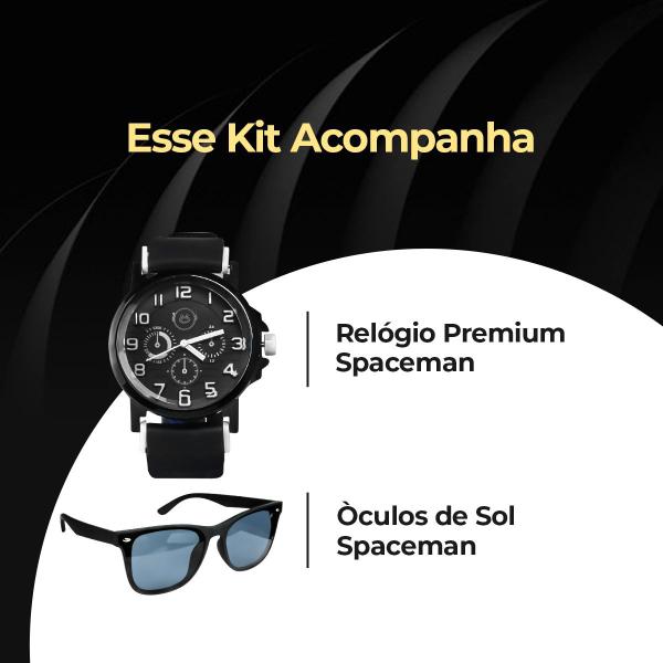 Imagem de Relogio masculino aço inox preto + oculos sol protecao uv presente pulseira ajustavel branco