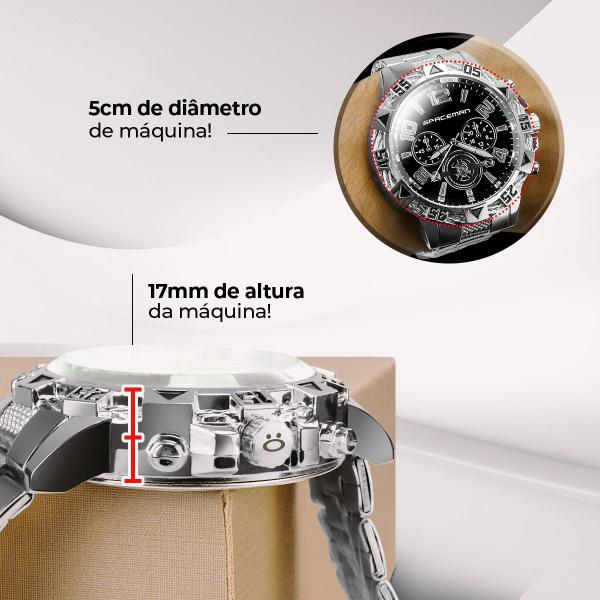 Imagem de Relogio masculino aço inox + pulseira grumet + cordão cruz qualidade premium analogico presente