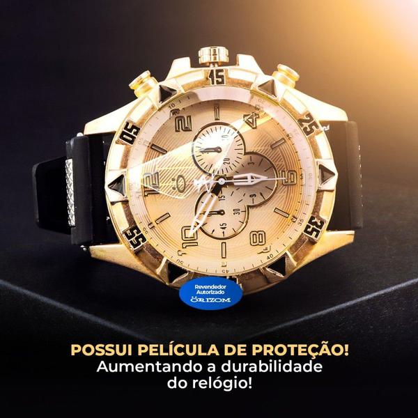 Imagem de Relógio Masculino analogico dourado pulseira silicone