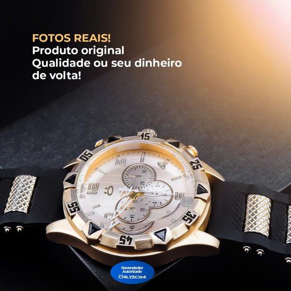 Imagem de Relógio Masculino analogico dourado pulseira silicone