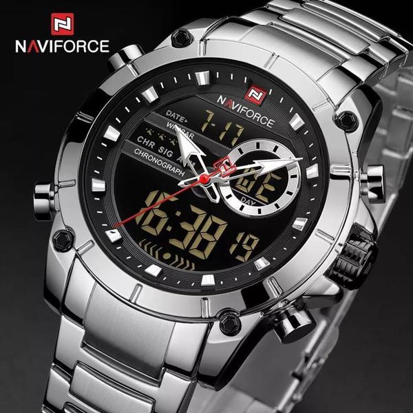 Imagem de Relógio Masculino Analógico e Digital - Aço 44mm - Naviforce