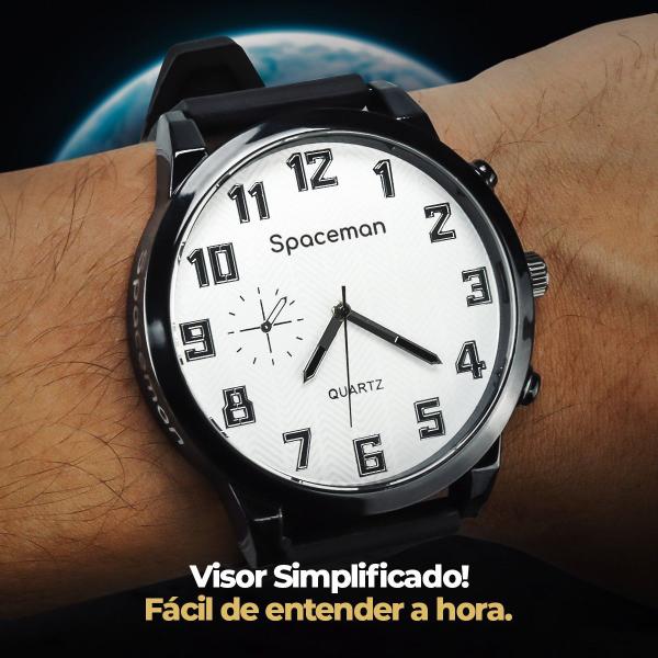 Imagem de Relógio Masculino Analógico Preto Fundo Branco Aço Inox Qualidade Premium Pulseira Silicone Social Original Casual