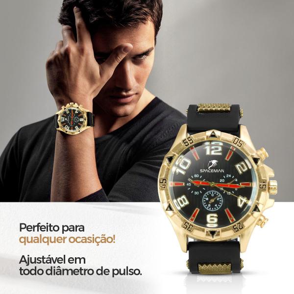 Imagem de relogio masculino banhado ouro aço + crucifixo + pulseira prova dagua pallyjane grande resistente