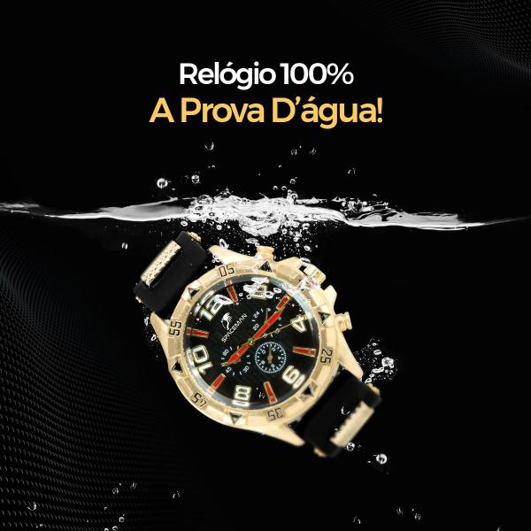 Imagem de relogio masculino banhado ouro aço + crucifixo + pulseira prova dagua pallyjane qualidade premium