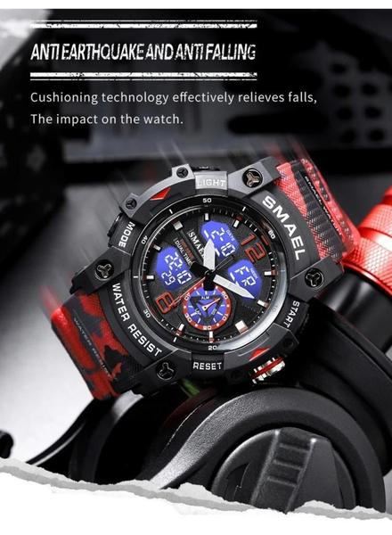 Relógio Masculino Camuflado Camo Red Exército Smael 8007mc Imagem de Relógio Masculino Camuflado Camo Red Exército Smael 8007mc