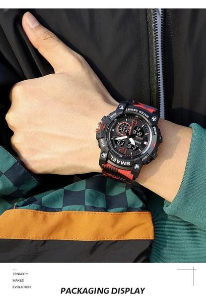Relógio Masculino Camuflado Camo Red Exército Smael 8007mc Imagem de Relógio Masculino Camuflado Camo Red Exército Smael 8007mc
