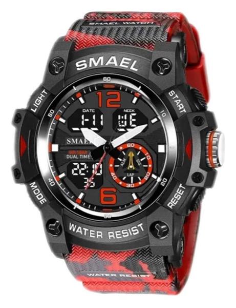 Relógio Masculino Camuflado Camo Red Exército Smael 8007mc Imagem de Relógio Masculino Camuflado Camo Red Exército Smael 8007mc