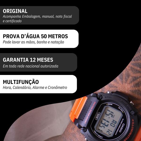 Imagem de Relógio Masculino Casio Digital Esportivo Laranja W-219H-4AVDF