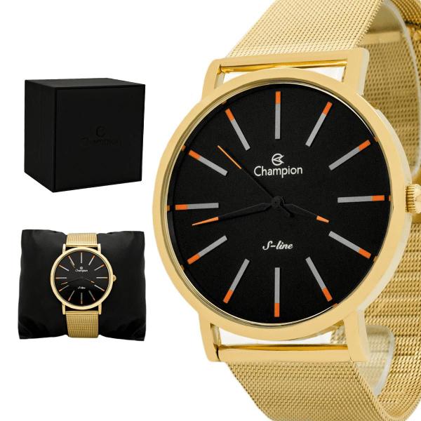 Relogio Masculino Champion Analogico Aço Inoxidavel Dourado Mostrador Preto Original Resis... Relogio Masculino Champion Analogico Aço Inoxidavel Dourado Mostrador Preto Original Resis...