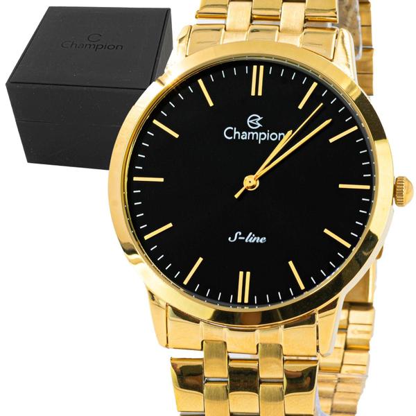 Relogio Masculino Champion Analogico Aço Inoxidavel Dourado Mostrador Preto Social Origina... Relogio Masculino Champion Analogico Aço Inoxidavel Dourado Mostrador Preto Social Origina...