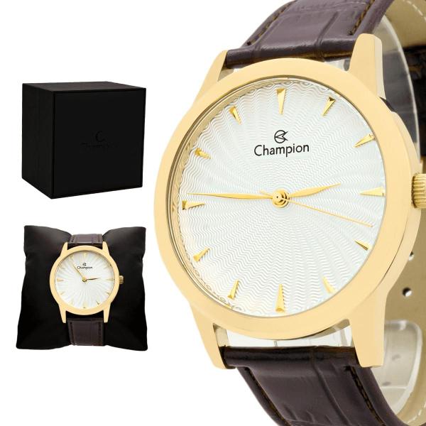 Relogio Masculino Champion Analogico Aço Inoxidavel Dourado Pulseira Couro Mostrador Branc... Relogio Masculino Champion Analogico Aço Inoxidavel Dourado Pulseira Couro Mostrador Branc...