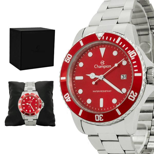 Relogio Masculino Champion Analogico Aço Inoxidavel Prata Mostrador Vermelho Original Resi... Relogio Masculino Champion Analogico Aço Inoxidavel Prata Mostrador Vermelho Original Resi...