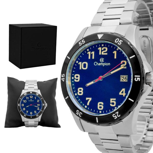 Relogio Masculino Champion Analogico Aço Inoxidavel Prata Visor Azul Casual Original Resis... Relogio Masculino Champion Analogico Aço Inoxidavel Prata Visor Azul Casual Original Resis...