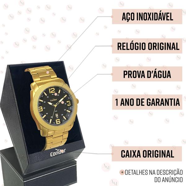 Imagem de Relógio Masculino Condor Dourado Original 1 Ano Garantia