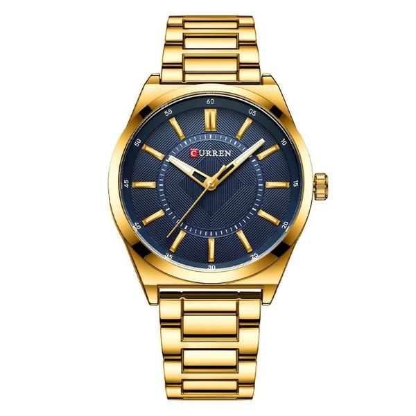 Imagem de Relógio Masculino Curren Dourado Casual Luxo + Chaveiro