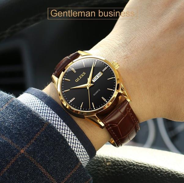 Imagem de Relógio Masculino De Luxo Dourado Social + Cordão Ajustável