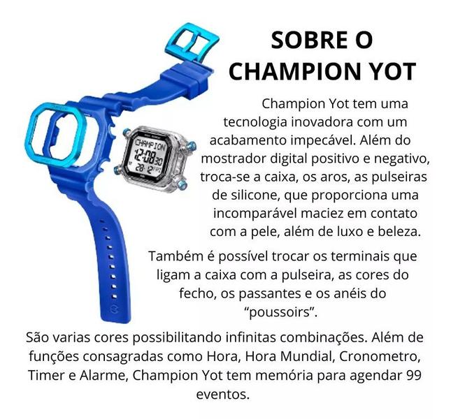 Imagem de Relógio Masculino Digital Esportivo Champion YoT Preto CP40181P Prova D'Água