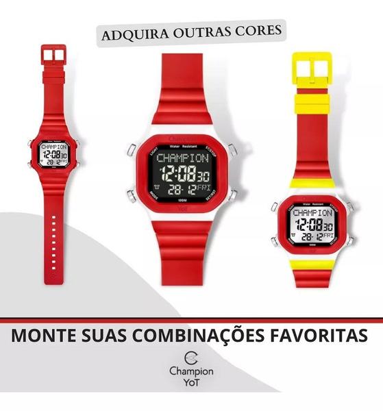 Imagem de Relógio Masculino Digital Esportivo Champion YoT Vermelho CP40181I Prova D'Água