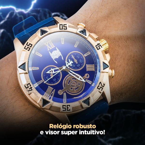 Imagem de relogio masculino dourado aço inox silicone thor banhado casual presente qualidade premium social