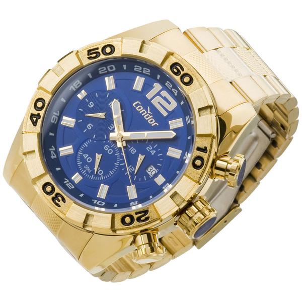 Imagem de Relógio Masculino Dourado Condor fundo Azul COVD33AAS/4A