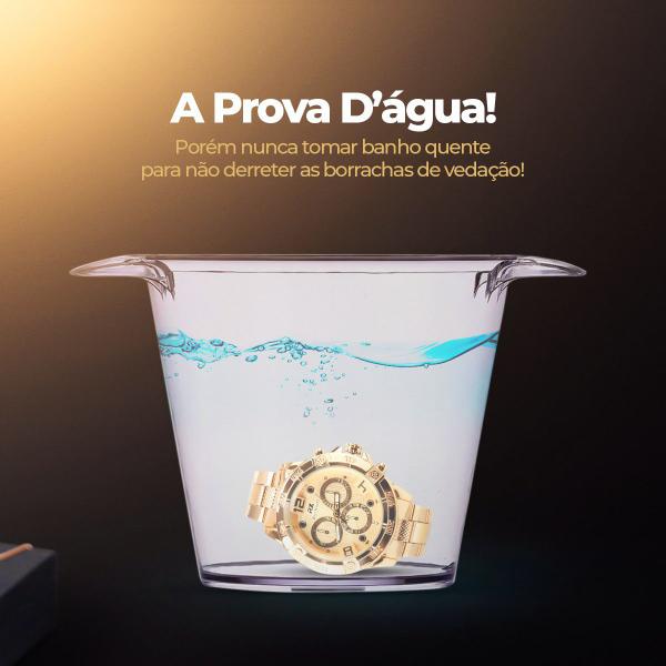 Imagem de Relógio Masculino dourado esportivo prova agua aço barato