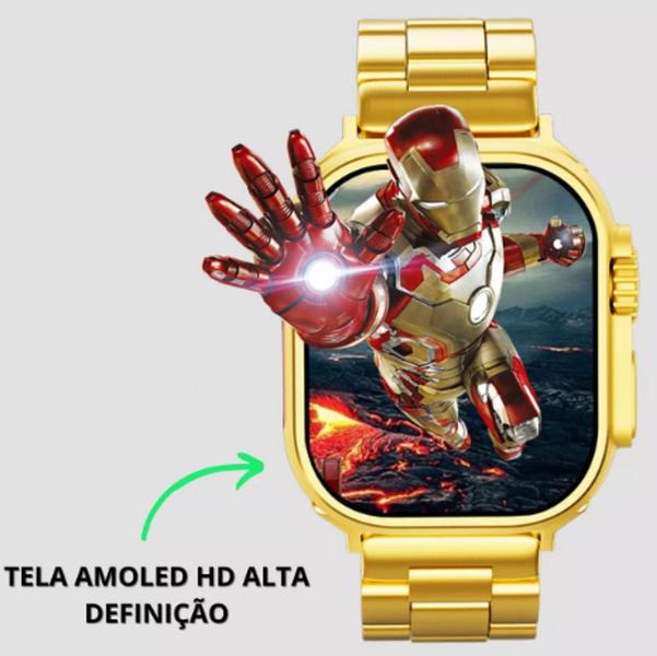 Imagem de Relógio masculino Dourado Smartwatch Ultra 9 Inteligente Dourado Gold - 