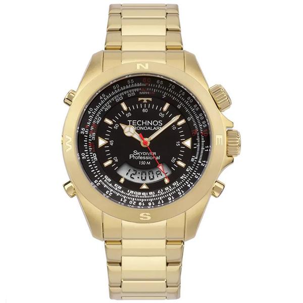 Relogio masculino dourado technos skydiver original wt20565/4p Imagem de Relogio masculino dourado technos skydiver original wt20565/4p