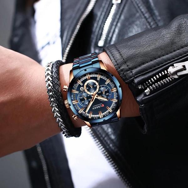 Relógio Masculino Esportivo Curren - Cronógrafo de Quartzo, À Prova D'água e com Caixa de Aço Imagem de Relógio Masculino Esportivo Curren - Cronógrafo de Quartzo, À Prova D'água e com Caixa de Aço