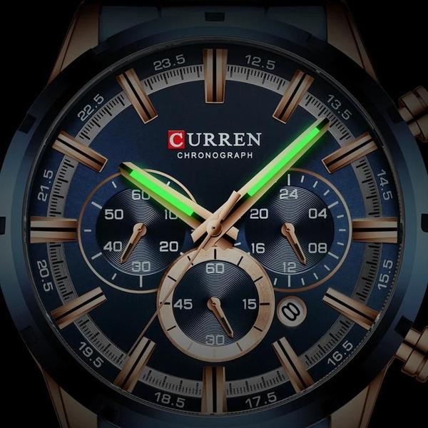Relógio Masculino Esportivo Curren - Cronógrafo de Quartzo, À Prova D'água e com Caixa de Aço Imagem de Relógio Masculino Esportivo Curren - Cronógrafo de Quartzo, À Prova D'água e com Caixa de Aço