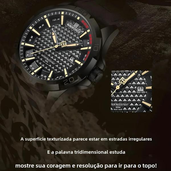 Imagem de Relógio Masculino Esportivo Naviforce - Couro, À Prova D'Água e com Calendário