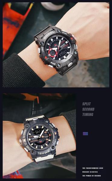 Relógio Masculino Estilo Esportivo Smael 8040 Bege Imagem de Relógio Masculino Estilo Esportivo Smael 8040 Bege