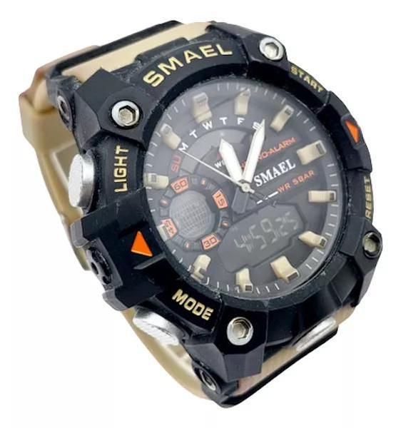 Relógio Masculino Estilo Esportivo Smael 8040 Bege Imagem de Relógio Masculino Estilo Esportivo Smael 8040 Bege