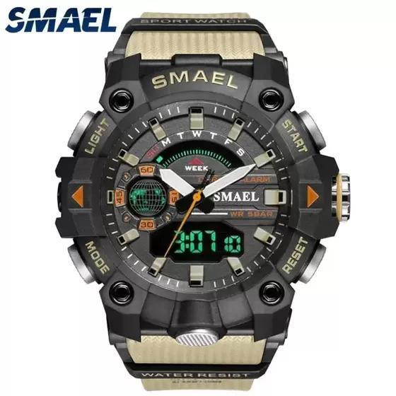 Relógio Masculino Estilo Esportivo Smael 8040 Bege Imagem de Relógio Masculino Estilo Esportivo Smael 8040 Bege