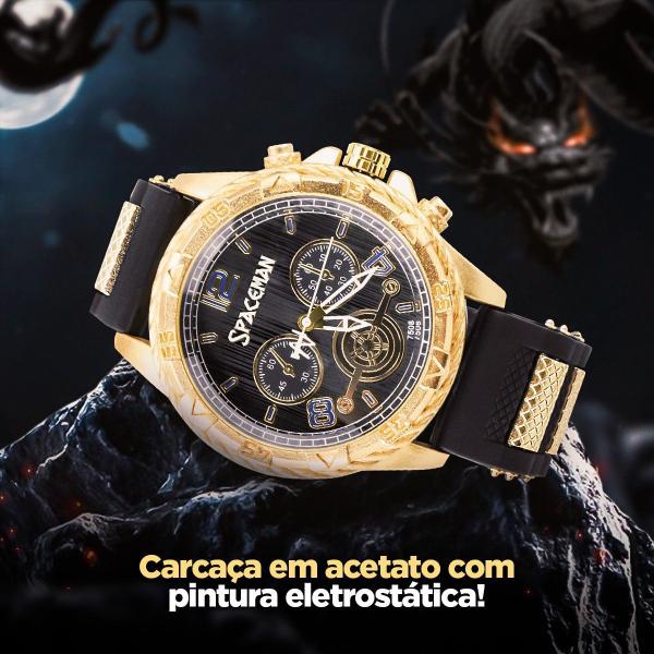 Imagem de Relógio Masculino Grande Original Dourado Aço Inox + Caixa