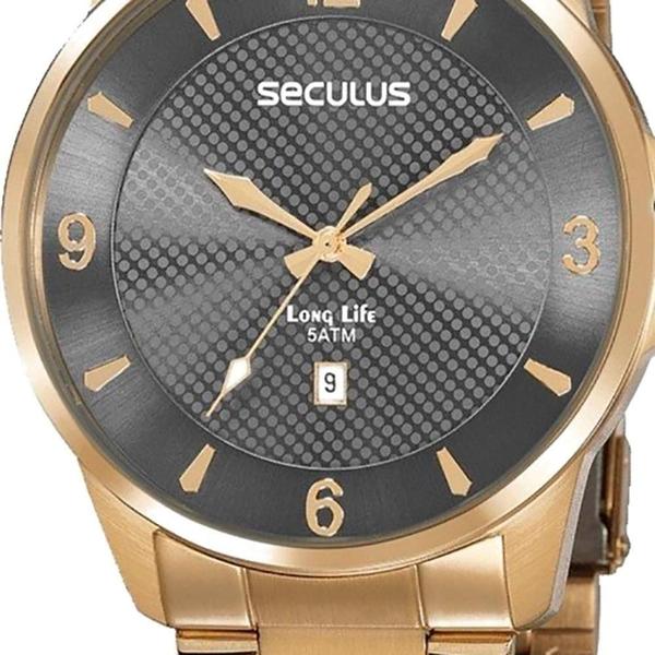 Imagem de Relógio Masculino Long Life Seculus Dourado 20806GPSVDA2