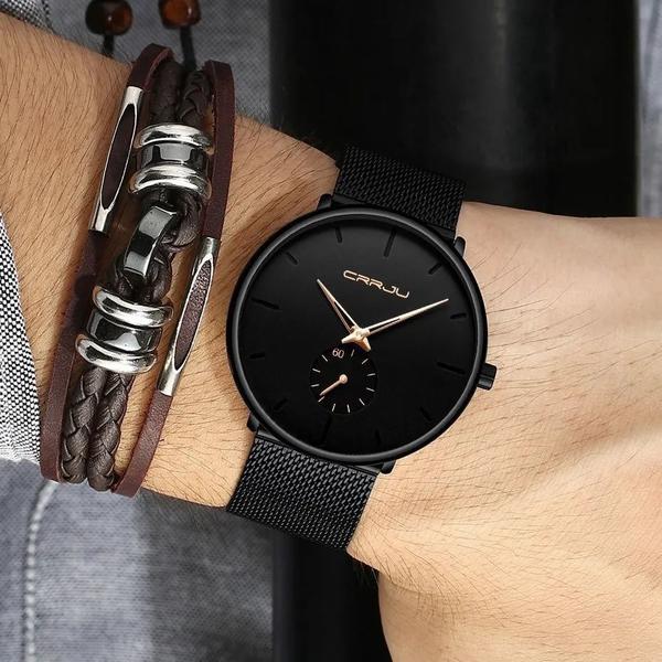 Imagem de Relógio Masculino Luxo Casual Ultra Fino + Pulseira Bolinhas