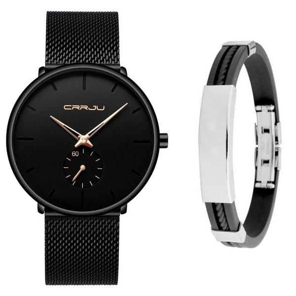 Imagem de Relógio Masculino Luxo Casual Ultra Fino + Pulseira Metal