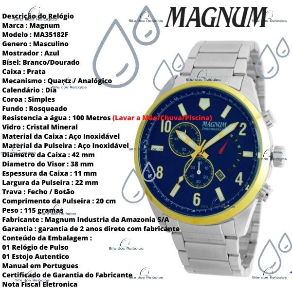 Imagem de Relógio Masculino Magnum MA35182F Cronógrafo Prata