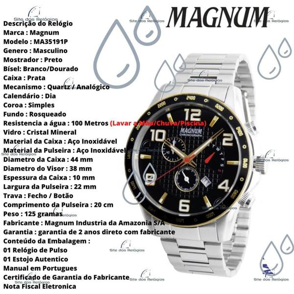 Imagem de Relógio Masculino Magnum MA35191P Cronógrafo Prata