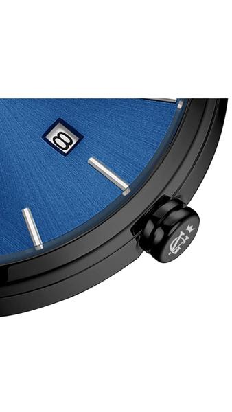 Imagem de Relógio Masculino Minimalista Moderno Preto Fosco Visor Azul Aço Inox Vanglore 3288a 40mm Social Social Esporte Fino Coleção Selecty