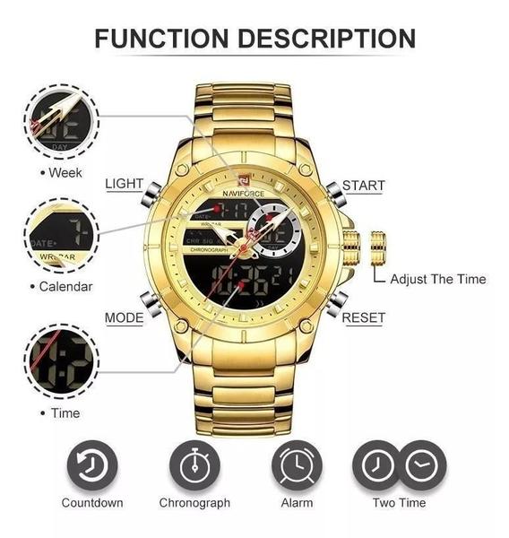 Imagem de Relógio Masculino Naviforce 9163 Dourado 48mm