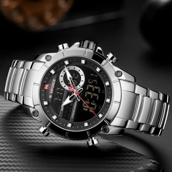 Imagem de Relógio Masculino Naviforce 9163 Prata Digital 43,5mm