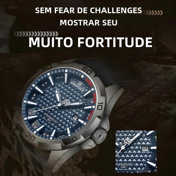 Imagem de Relógio Masculino Naviforce - Quartzo, Couro, À Prova D'Água