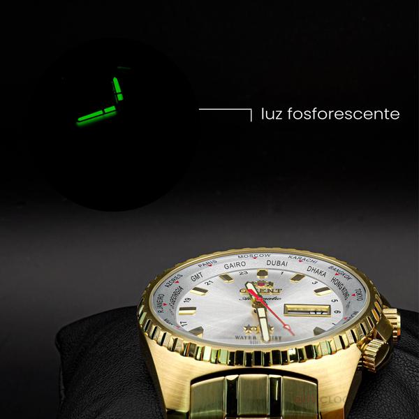Imagem de Relógio Masculino Orient Automático Dourado Original Prova D'Água Garantia 1 Ano 469GP057FS1KX