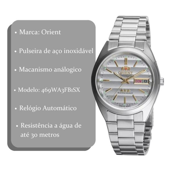 Imagem de Relógio Masculino Orient Automático Prata 469WA3FB1SX