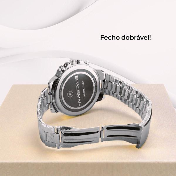 Relogio Masculino Prata Aço Inoxidavel + Pulseira Pai Nosso - Orizom Imagem de Relogio Masculino Prata Aço Inoxidavel + Pulseira Pai Nosso