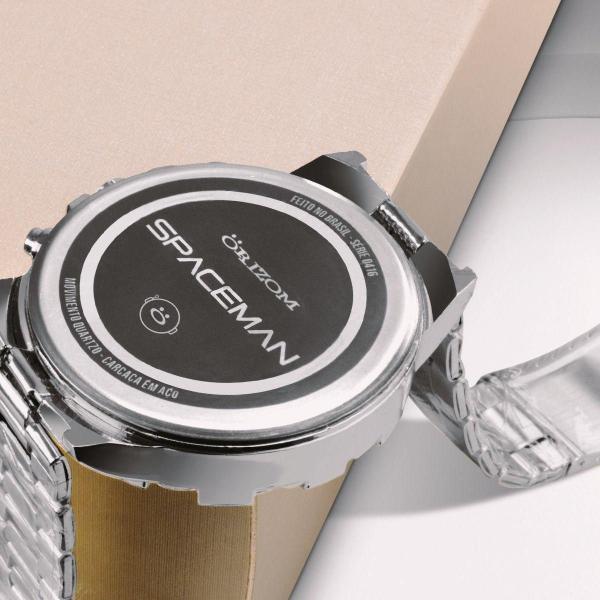 Relogio Masculino Prata Aço Inoxidavel + Pulseira Pai Nosso - Orizom Imagem de Relogio Masculino Prata Aço Inoxidavel + Pulseira Pai Nosso