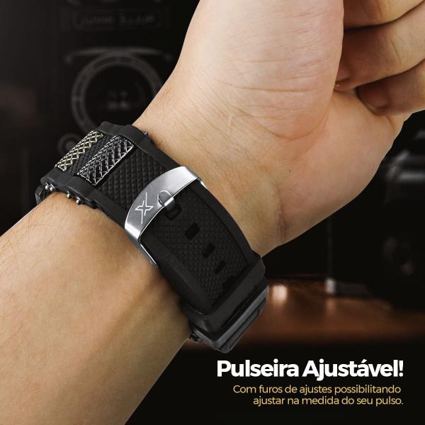 Imagem de Relogio masculino prata + cordão grumet + caixa + pulseira