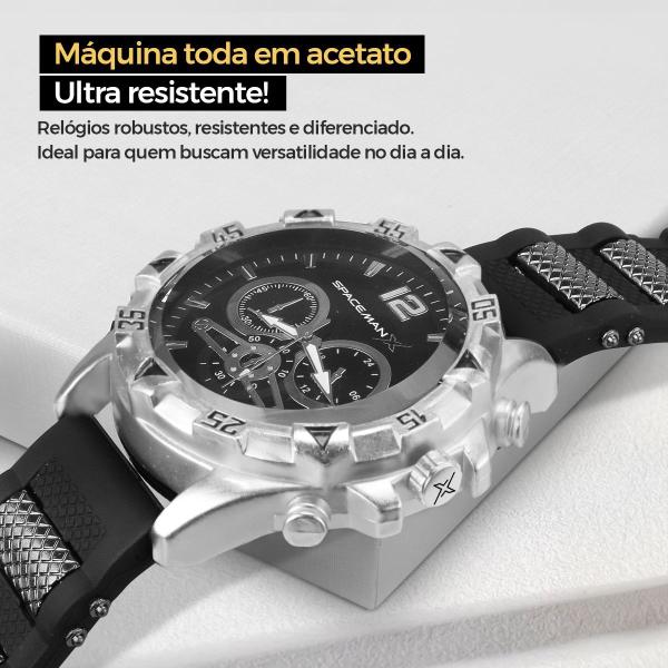 Imagem de Relogio masculino prata original casual + caixa presente + cordão grumet social + pulseira pai nosso